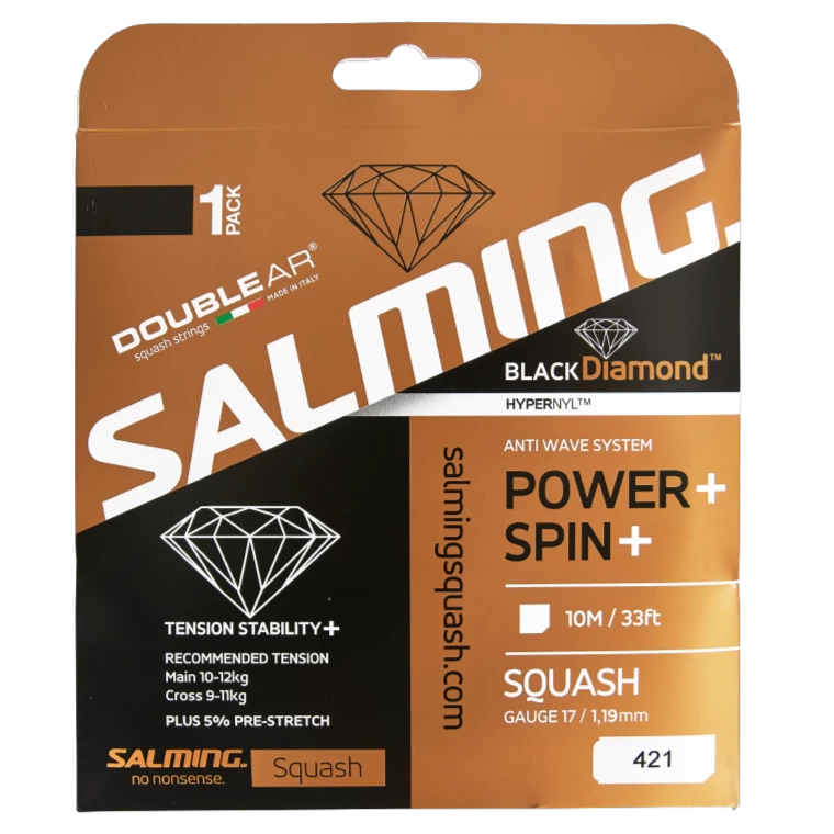 Salming Black Diamond 17 Squash String (Black)