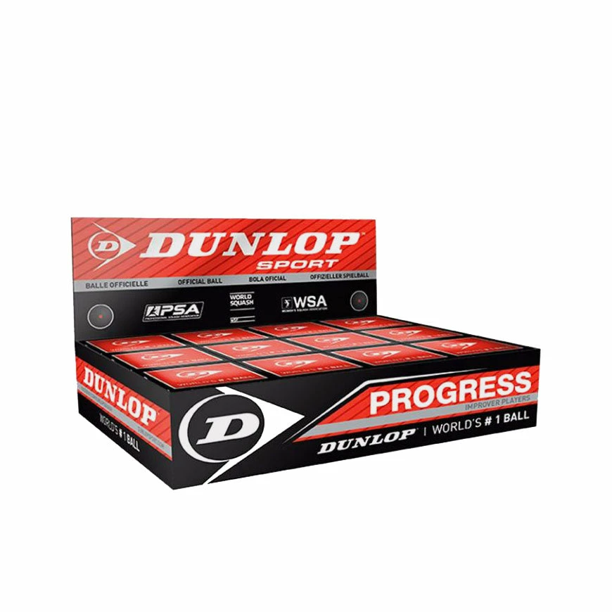 Dunlop Progress Red Dot Squash Ball (Box Of 12 Balls) 1 Dunlop Progress Red Dot Squash Ball (Box Of 12 Balls)