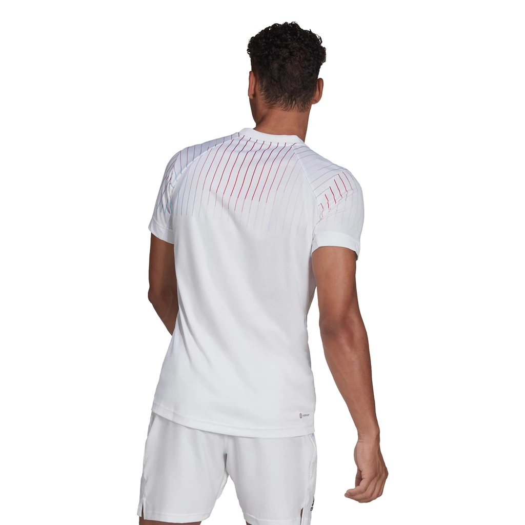 Adidas Men's Melbourne FreeLift Printed Top (White/Red) - Image 3