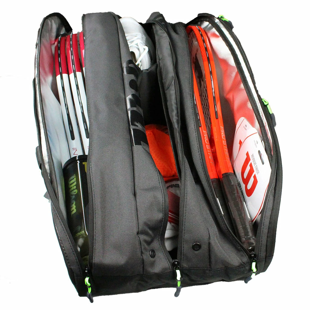 Wilson Super Tour 15 Pack Racquet Bag (Black/Green) 2 Wilson Super Tour 15 Pack Racquet Bag (Black/Green) - Image 2